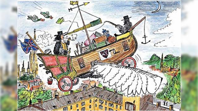 Desenho retrata John Wilkins e seuy carro espacial