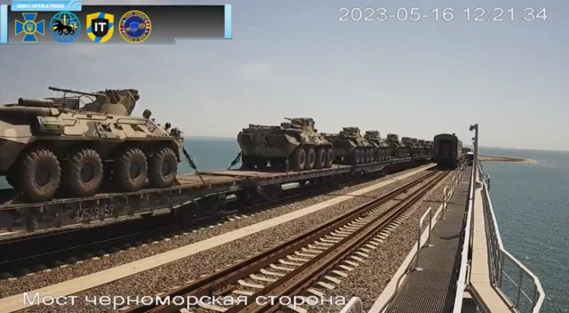 CCTV from One Fist of the hacked cameras on Kerch Bridge