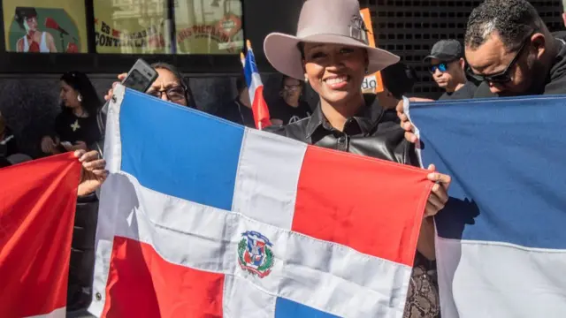 Dominicanos durante una manifestación en Madrid.