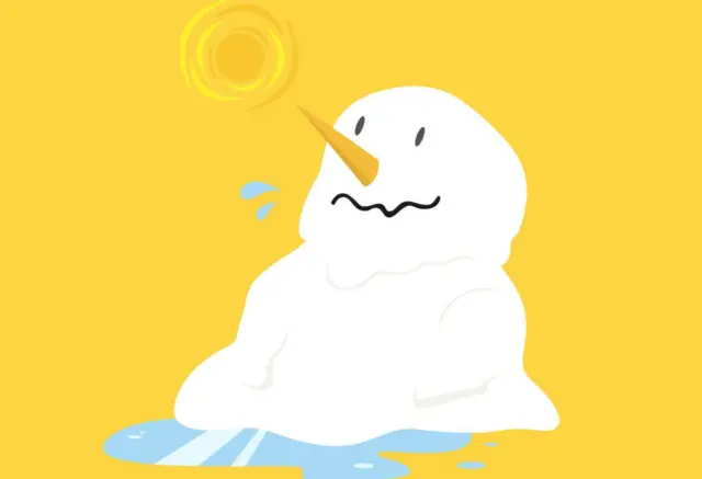 hombre de nieve bajo el sol