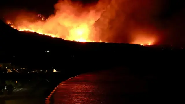 Лесной пожар ночью