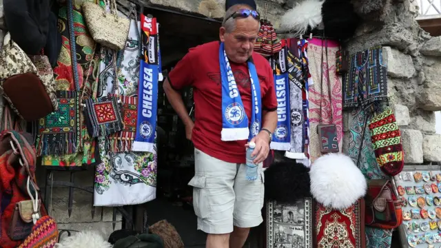 Chelsea fan in Baku
