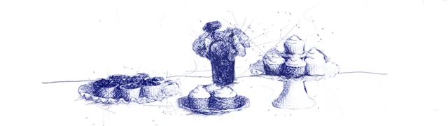 Ilustración de bandejas de comida en el funeral