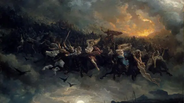 Perburuan liar Odin, 1872. Ditemukan dalam Koleksi Nasjonalmuseet untuk Kunst, Arkitektur og Design, Oslo.