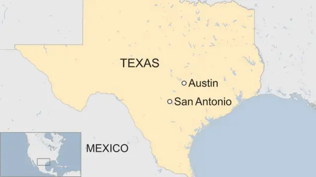 A ma showing where San Antonio is in the US