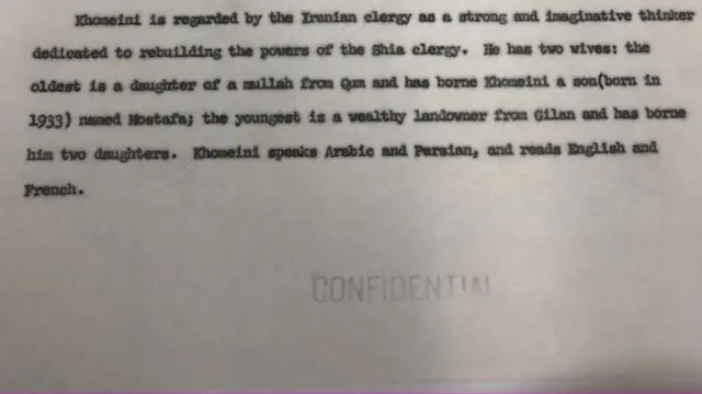 در سند سه صفحه‌ای 'خلاصه زندگینامه آیت الله حاج سید روح‌الله موسوی خمینی' ادعا شده که آیت‎الله خمینی تعدد زوجات داشته و انگلیسی و فرانسوی می‎خوانده‎