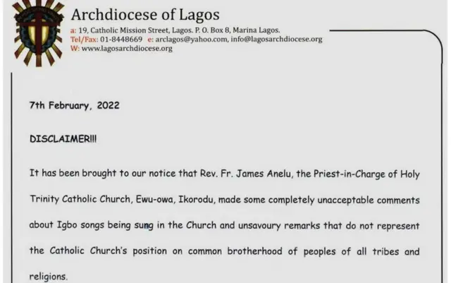 Akwụkwọ ozi si n'aka Archbishop Adewale Martins