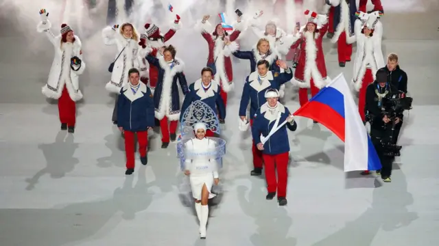 2014年索契冬奥会开幕式上的俄罗斯运动员进场