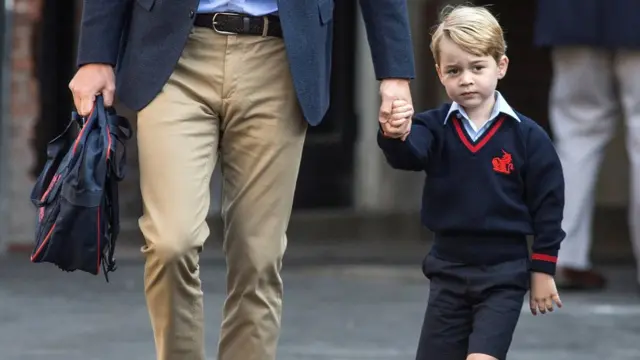 Príncipe William levando George ao primeiro diaaula