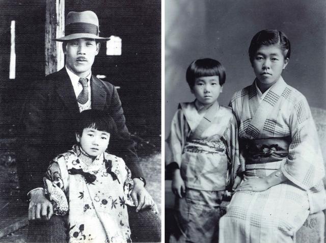 Reiko com o pai e a irmã mais velha