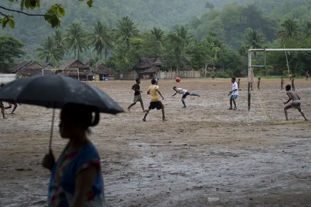 A game of football in Mae La