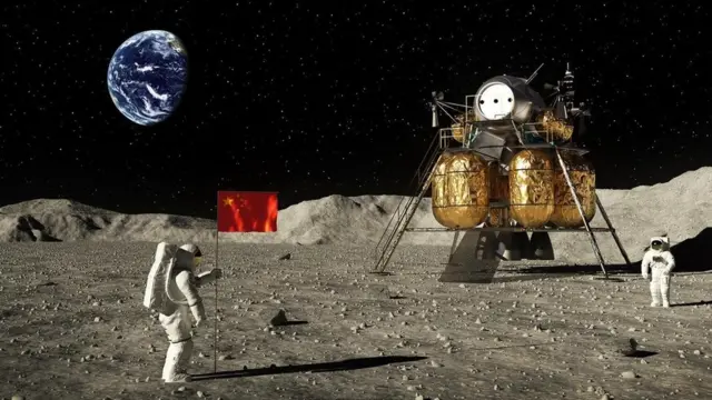 رواد فضاء على سطح القمر