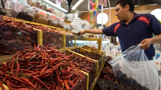 Chiles en un mercado de México