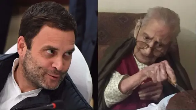 રાહુલ ગાંધી અને 107 વર્ષના દાદીની તસવીર