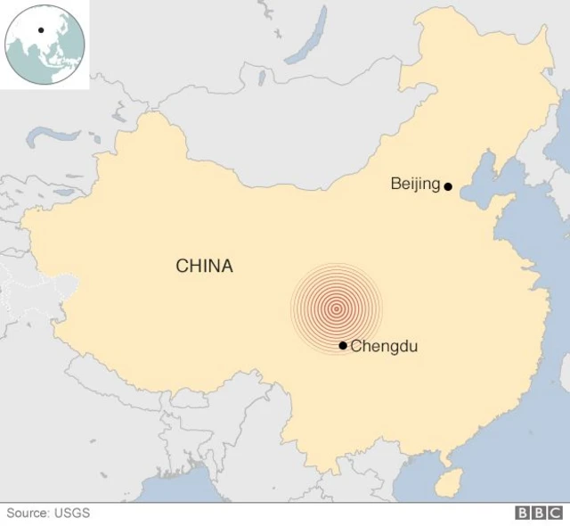 九寨沟地震方位图