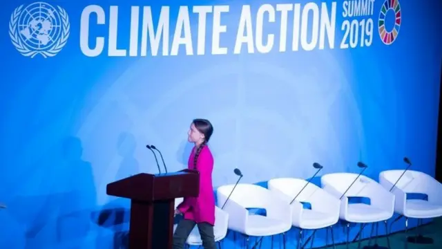 Swedish teenage climate campaigner Greta Thunberg at a UN climate summit in New York. Photo: 23 September 2019
