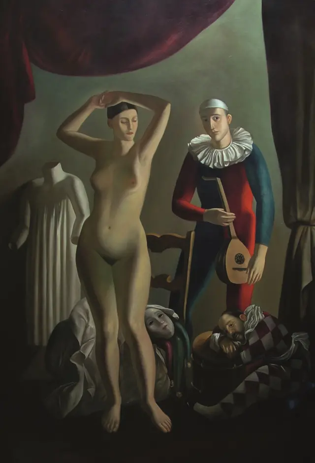 تحفل هذه الخلفية باستعارات تحيلنا إلى موقعها في سياق التاريخ الفني وتؤدي دلالات رمزية ضمن تكوين اللوحة