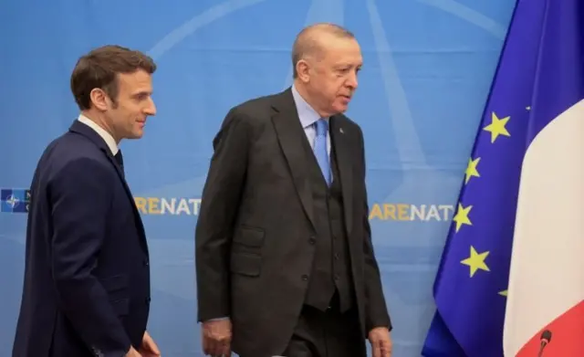 Fransa Cumhurbaşkanı Emanuel Macron ve Cumhurbaşkanı Recep Tayyip Erdoğan
