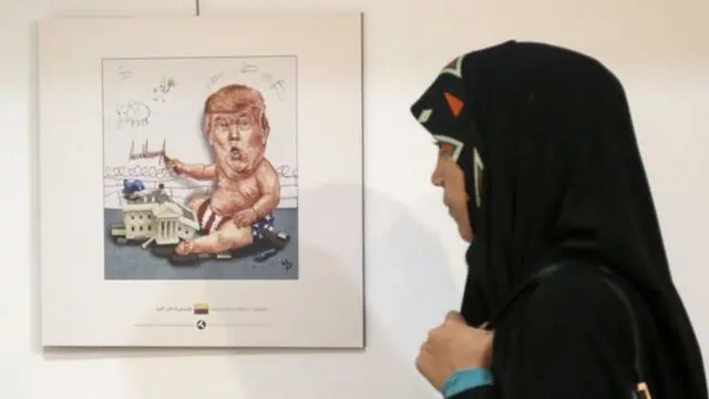 Kibonzo hiki kinamuonyesha rais Trump akiwa mtoto