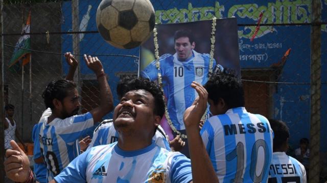 Aficionados de Messi en India.