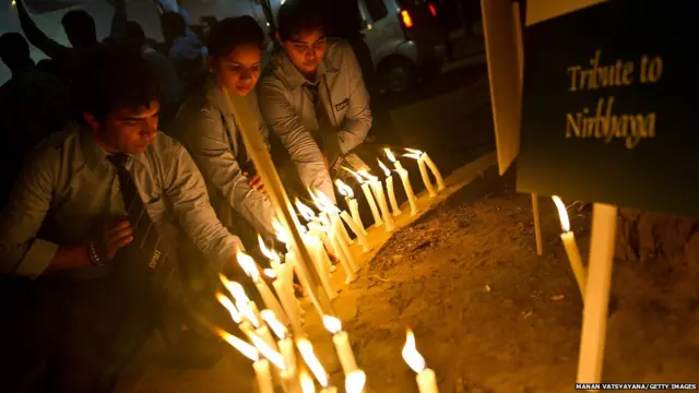 candle-light vigil commemorating the December 2012 fatal gang-rape of an Indian woman, in New Delhi on December 16