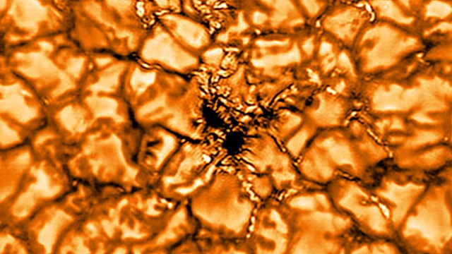 ภาพขยายโครงสร้างทางแม่เหล็กของพื้นผิวดวงอาทิตย์ ซึ่งบันทึกได้ที่ความยาวคลื่น 516 นาโนเมตร