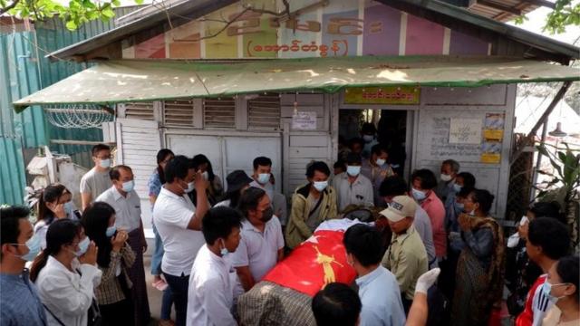 The funeral of Kyaw Win Maung, who was shot and killed during a protest against the military coup, in Mandalay