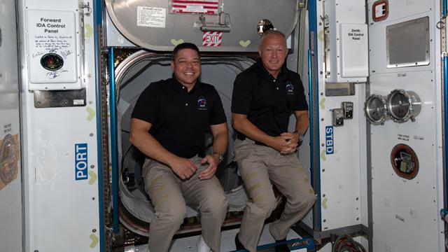 班肯（左）和赫利（右）在5月底升空，前往国际空间站。