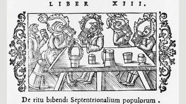 Средневековая гравюра с пивными кружками