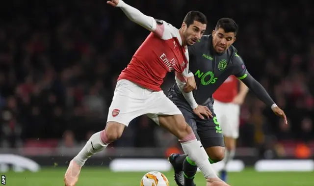 Henrikh Mkhitaryan katika mechi ya Arsenal dhidi ya Sporting Lisbon