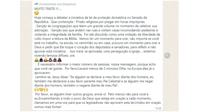 Fake news difundida no WhatsApp se refere a lei que proibiria a pregação religiosa