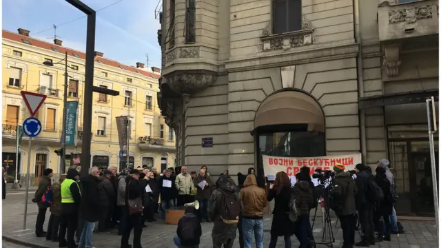 Hotel Bristol, protest Udruženja vojnih beskućnika Srbije, 27.12.2018.