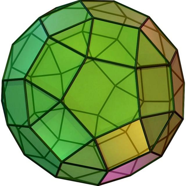 el sólido arquimediano rombicosidodecaedro. (Cortesía de en.wiki User Cyp que usó POV-Ray)