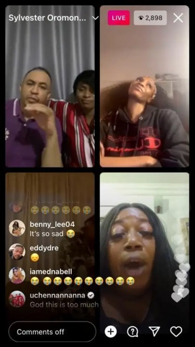 Screengrab from di Instagram live