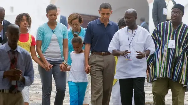 Barack Obama and im family for Cape Coast Castle