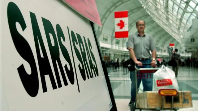 Papan pengumuman Sars di bandara Kanada.