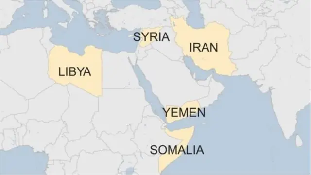 নিষেধাজ্ঞার ফলে ইরান, লিবিয়া, সোমালিয়া, সিরিয়া এবং ইয়েমেন থেকে লোকজন যুক্তরাষ্ট্রে প্রবেশে বাধার মুখে পড়বে।