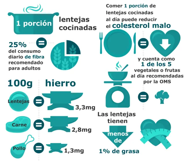 Gráfico del contenido nutricional de las lentejas