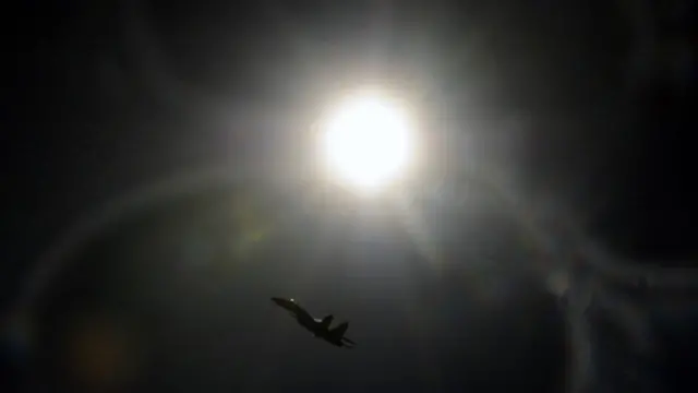 A Russian SU-27 fighter jet