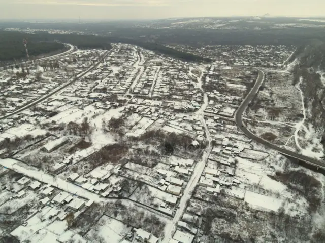 Вид на Кременную с высоты птичьего полета