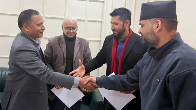 कुलमान घिसिङ (बायाँबाट), अनुप उपाध्याय, रवि लामिछाने र बालेन शाह