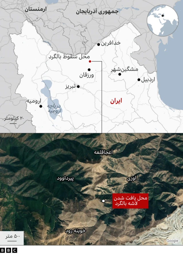 نقشه محل سقوط