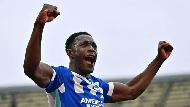 Danny Welbeck celebrates a goal for Brighton