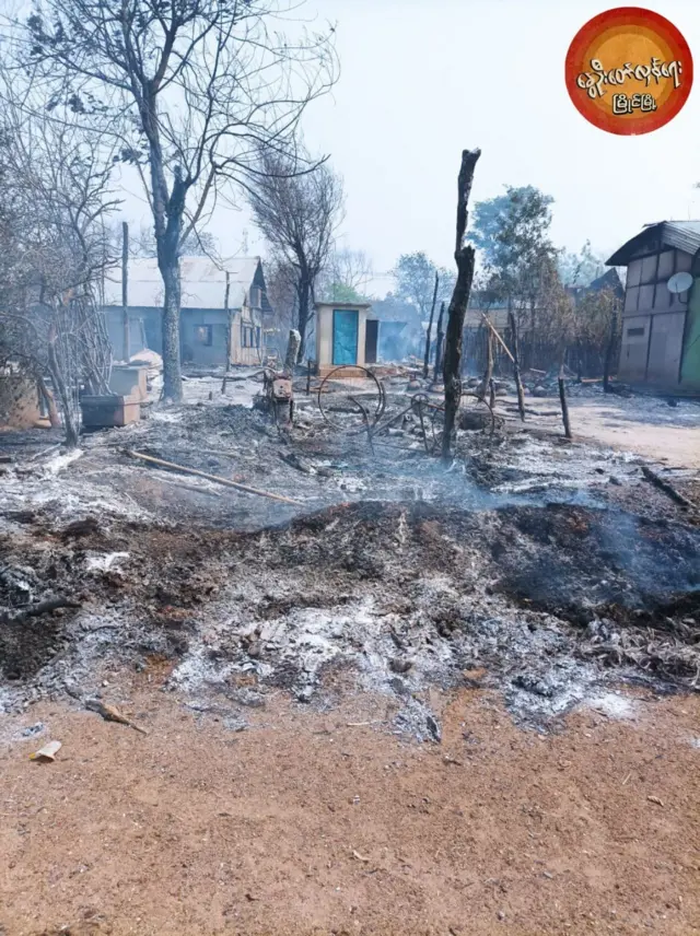 မြိုင်၊ ညောင်တွင်းရွာမီးလောင်ပြီးနောက်မြင်ကွင်း