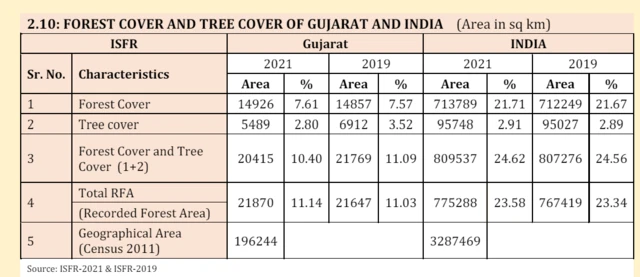 ગુજરાતના કુલ ભૌગોલિક વિસ્તારના માત્ર 9.05 ટકા વિસ્તારમાં જંગલ છે