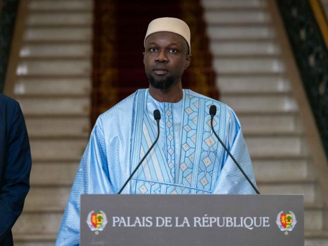 Le Premier ministre Ousmane Sonko au palais de la République à Dakar (5 avril 2024)