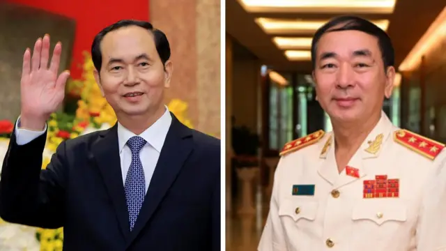 Cố Chủ tịch nước Trần Đại Quang (trái) và Thứ trưởng Công an Trần Quốc Tỏ