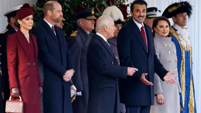 پرنسس کاترین و ولیعهد بریتانیا در استقبال از امیر قطر