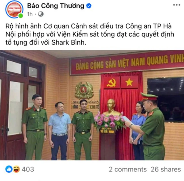 Bài đăng của trang Facebook Báo Công Thương hôm 11/10