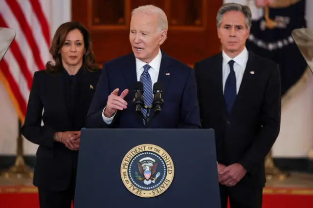 Biden fala em coletiva, com Kamala Harris e Antony Blinken